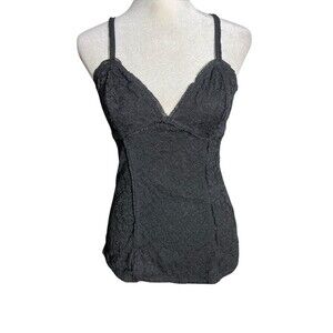 Guess Babydoll Bustier Top Ruched Lace Black Goth Sz M